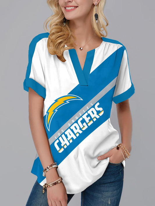 Los Angeles Chargers Fashion Short Sleeve V-Neck Shirt AZSSV217