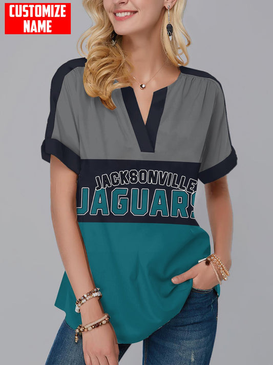 Jacksonville Jaguars Personalized Fashion Short Sleeve V-Neck Shirt AZSSV244
