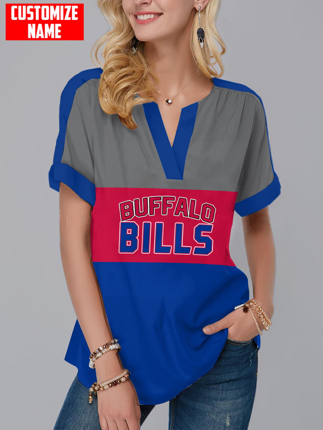 Buffalo Bills Personalized Fashion Short Sleeve V-Neck Shirt AZSSV239