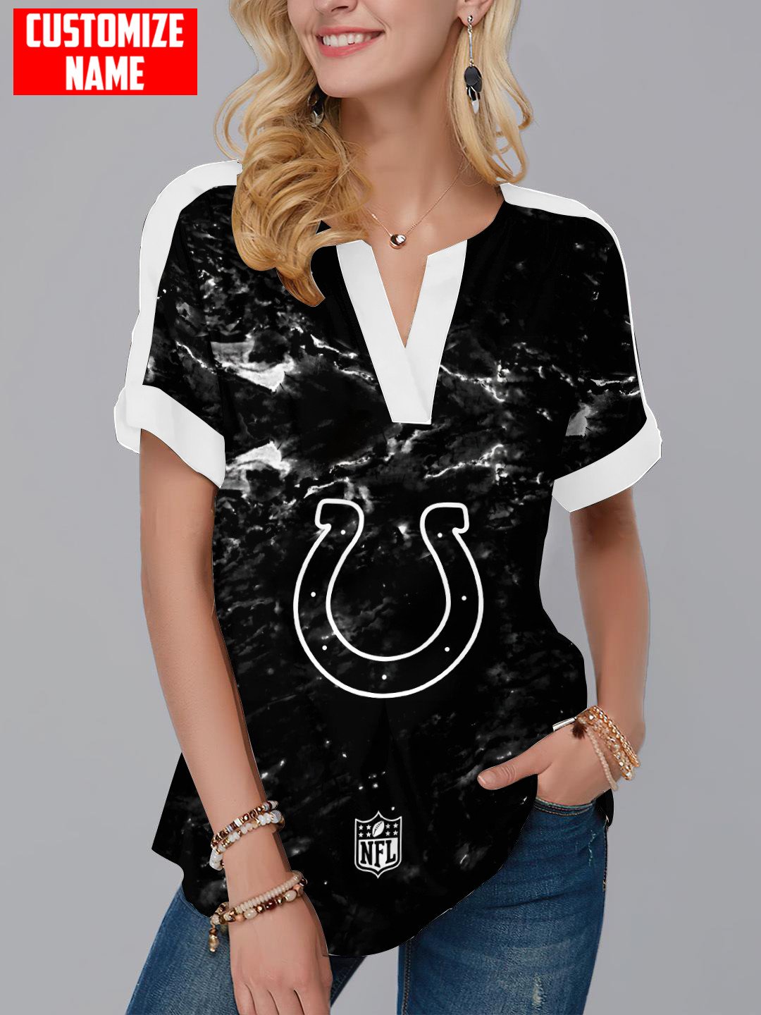 Indianapolis Colts Personalized Fashion Short Sleeve V-Neck Shirt AZSSV268