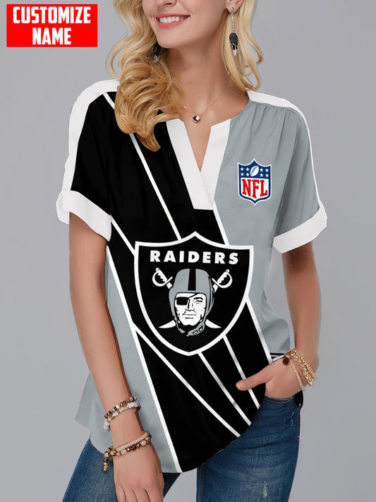 Las Vegas Raiders Personalized Fashion Short Sleeve V-Neck Shirt AZSSV278