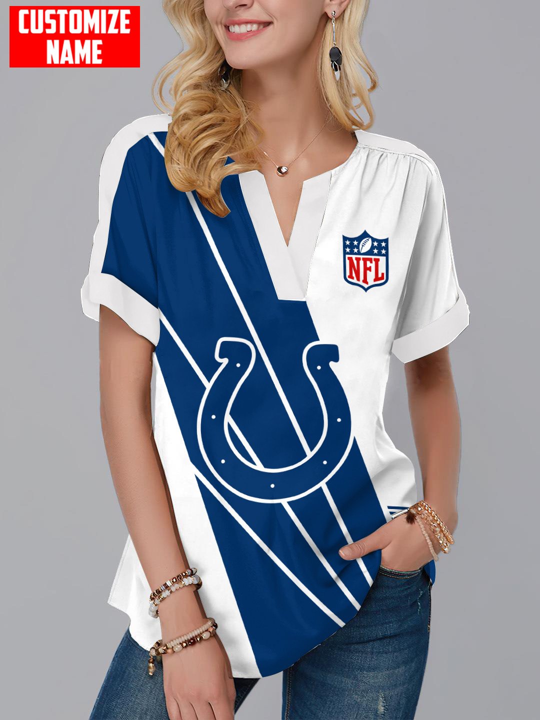 Indianapolis Colts Personalized Fashion Short Sleeve V-Neck Shirt AZSSV275