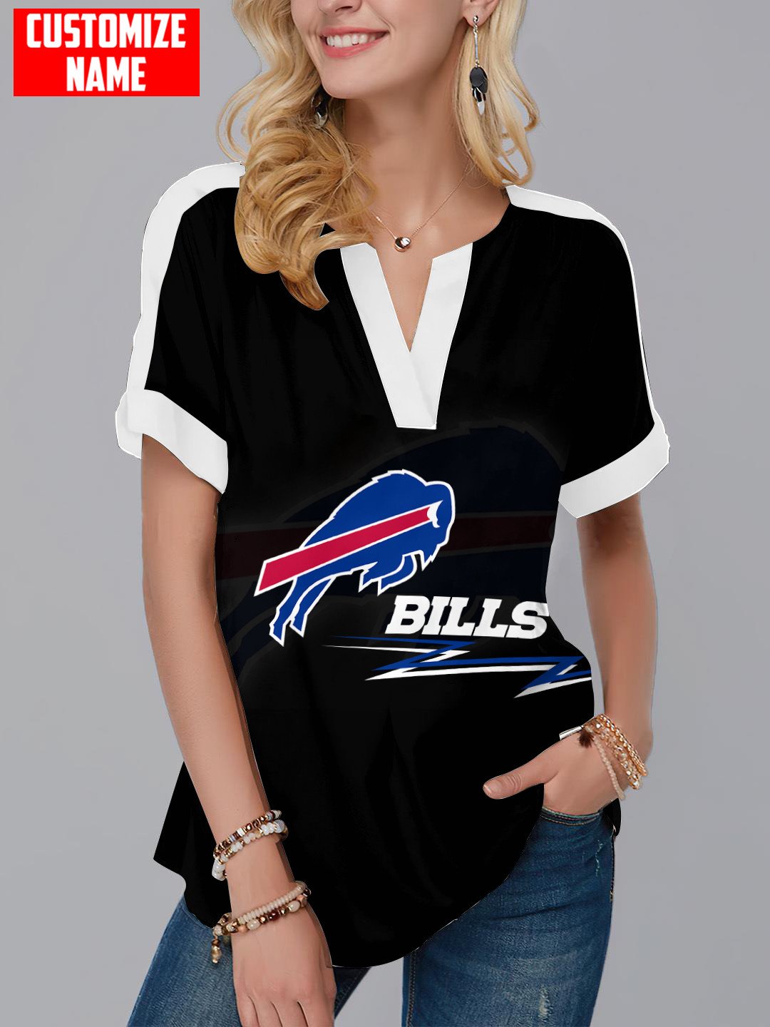 Buffalo Bills Personalized Fashion Short Sleeve V-Neck Shirt AZSSV274