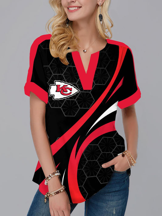 Kansas City Chiefs Fashion Short Sleeve V-Neck Shirt AZSSV282