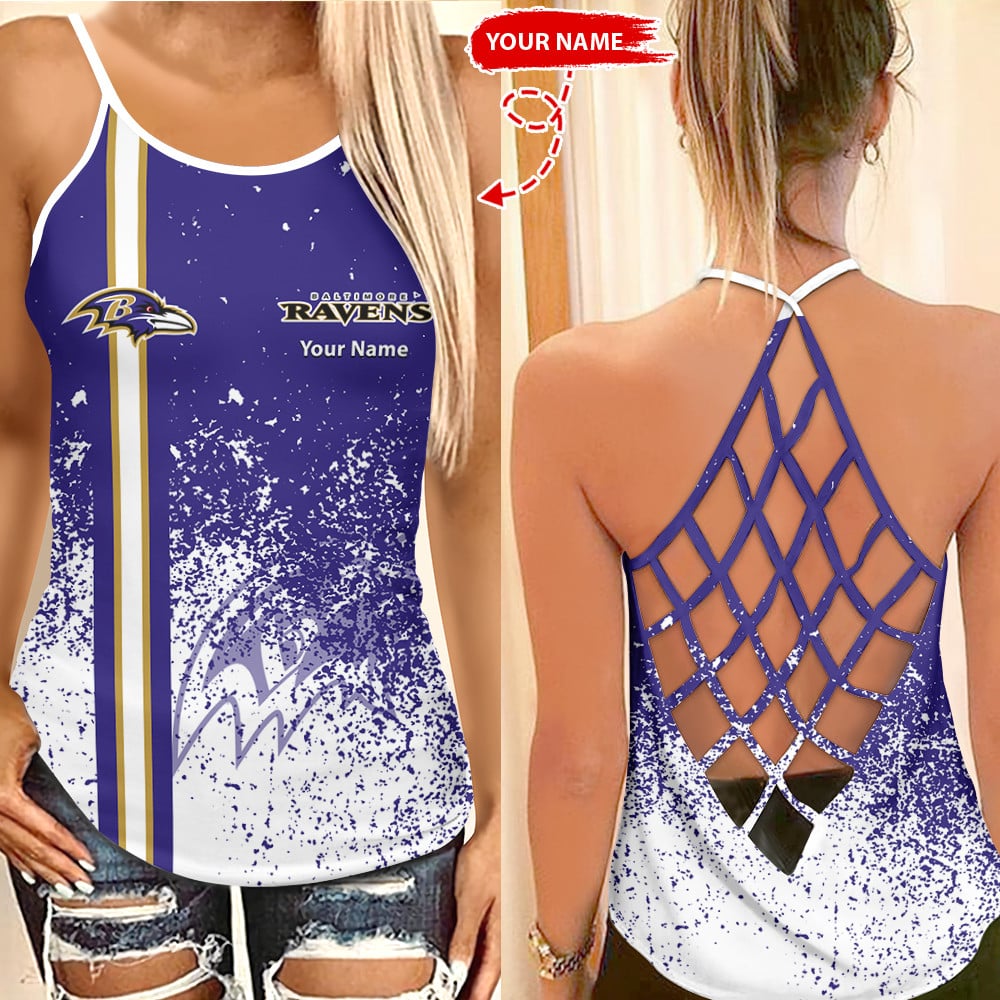 Baltimore Ravens Personalized Criss Cross Tank Top BGCCTANK174