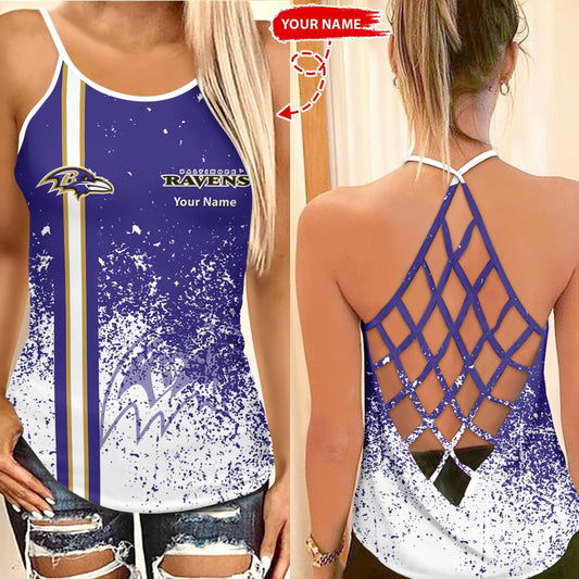Baltimore Ravens Personalized Criss Cross Tank Top BGCCTANK174
