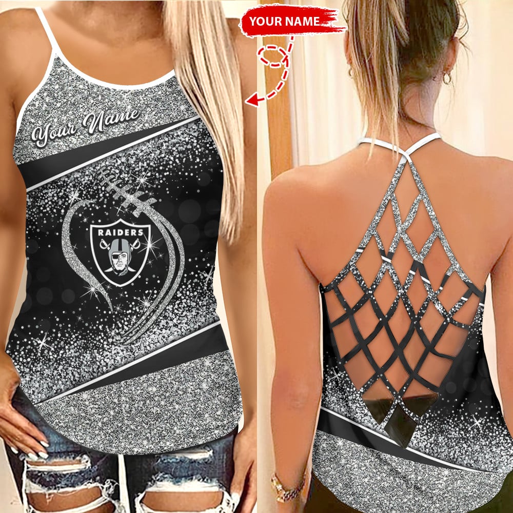 Las Vegas Raiders Personalized Criss Cross Tank Top BGCCTANK166