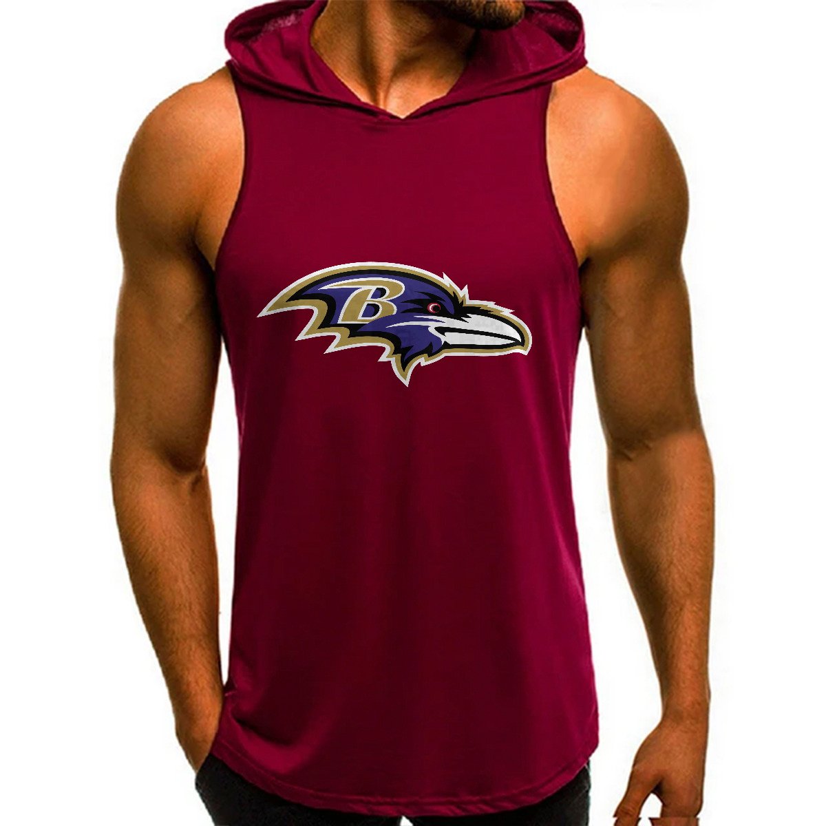 Baltimore Ravens Man Gym-Sport Hoodie Vest BGMGSH013