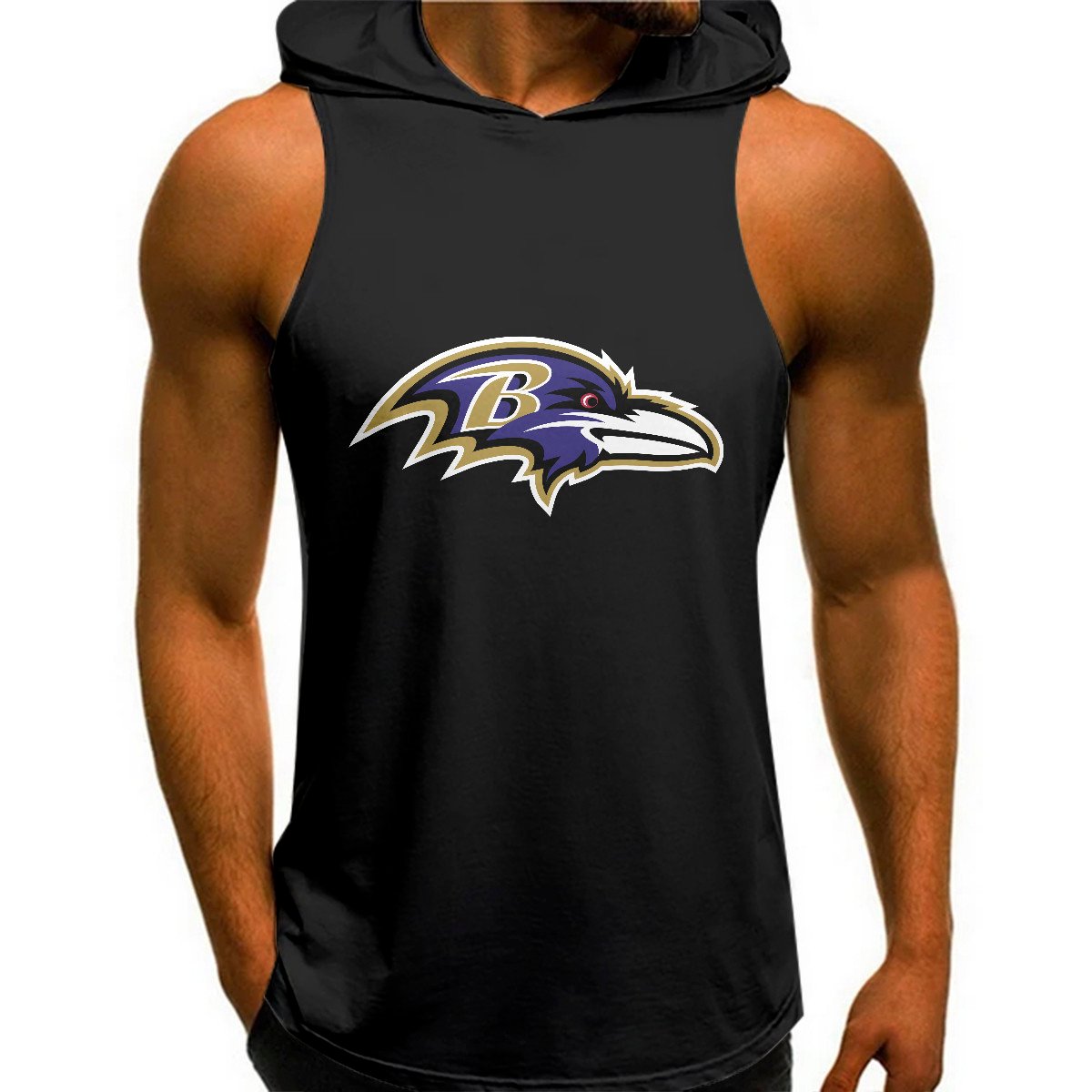 Baltimore Ravens Man Gym-Sport Hoodie Vest BGMGSH013