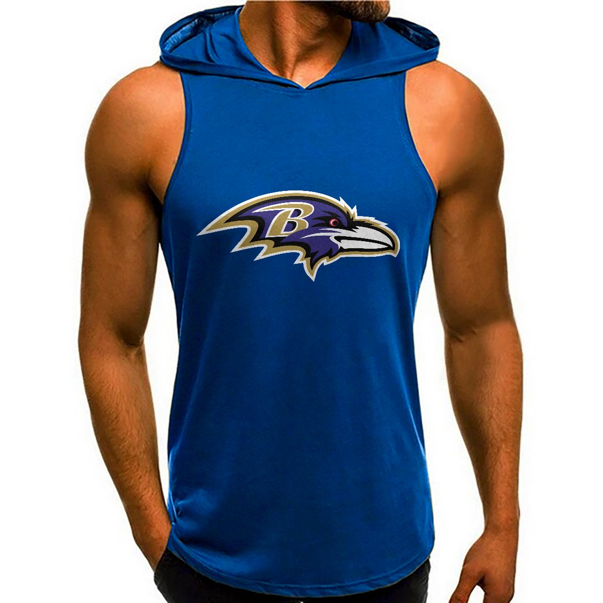 Baltimore Ravens Man Gym-Sport Hoodie Vest BGMGSH013