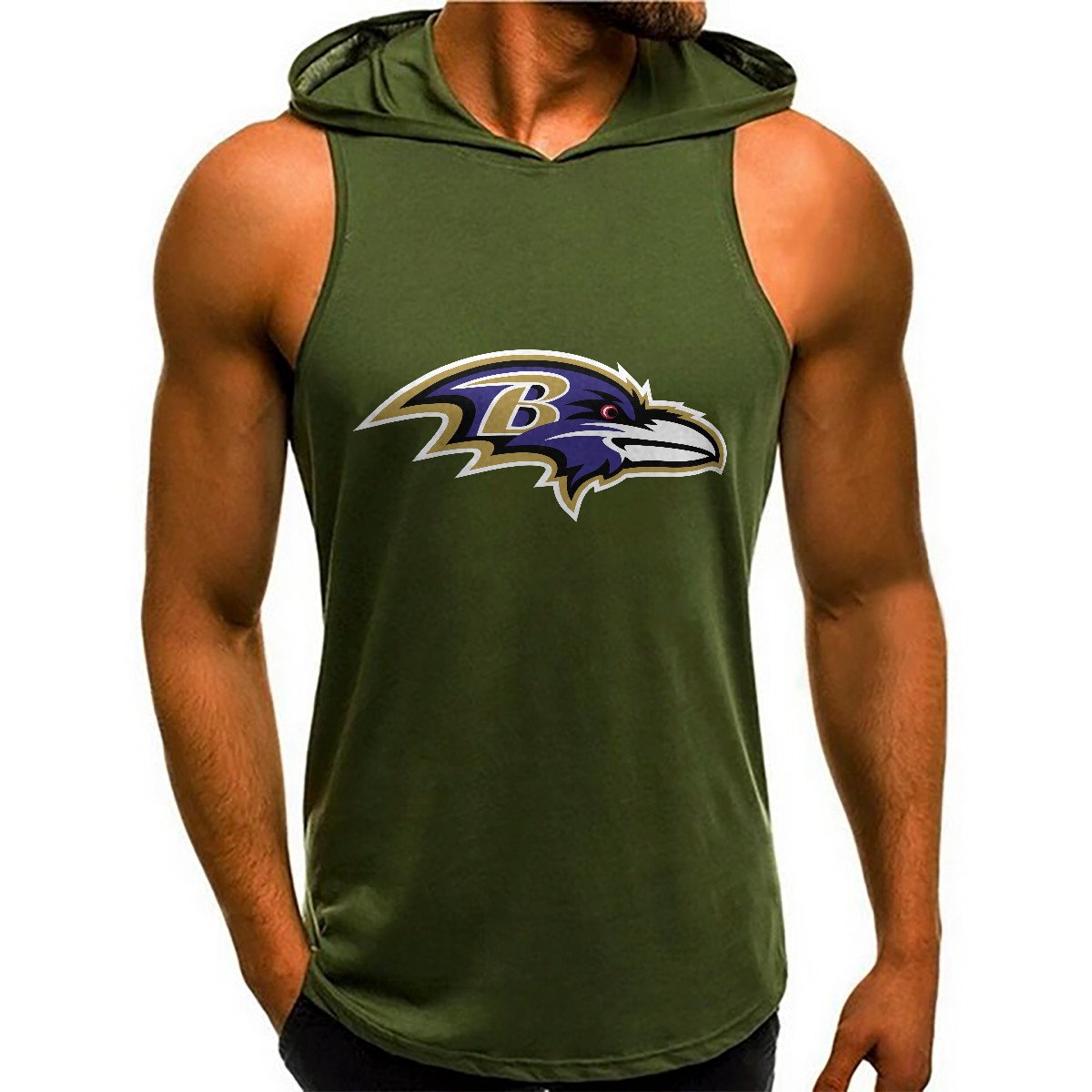 Baltimore Ravens Man Gym-Sport Hoodie Vest BGMGSH013