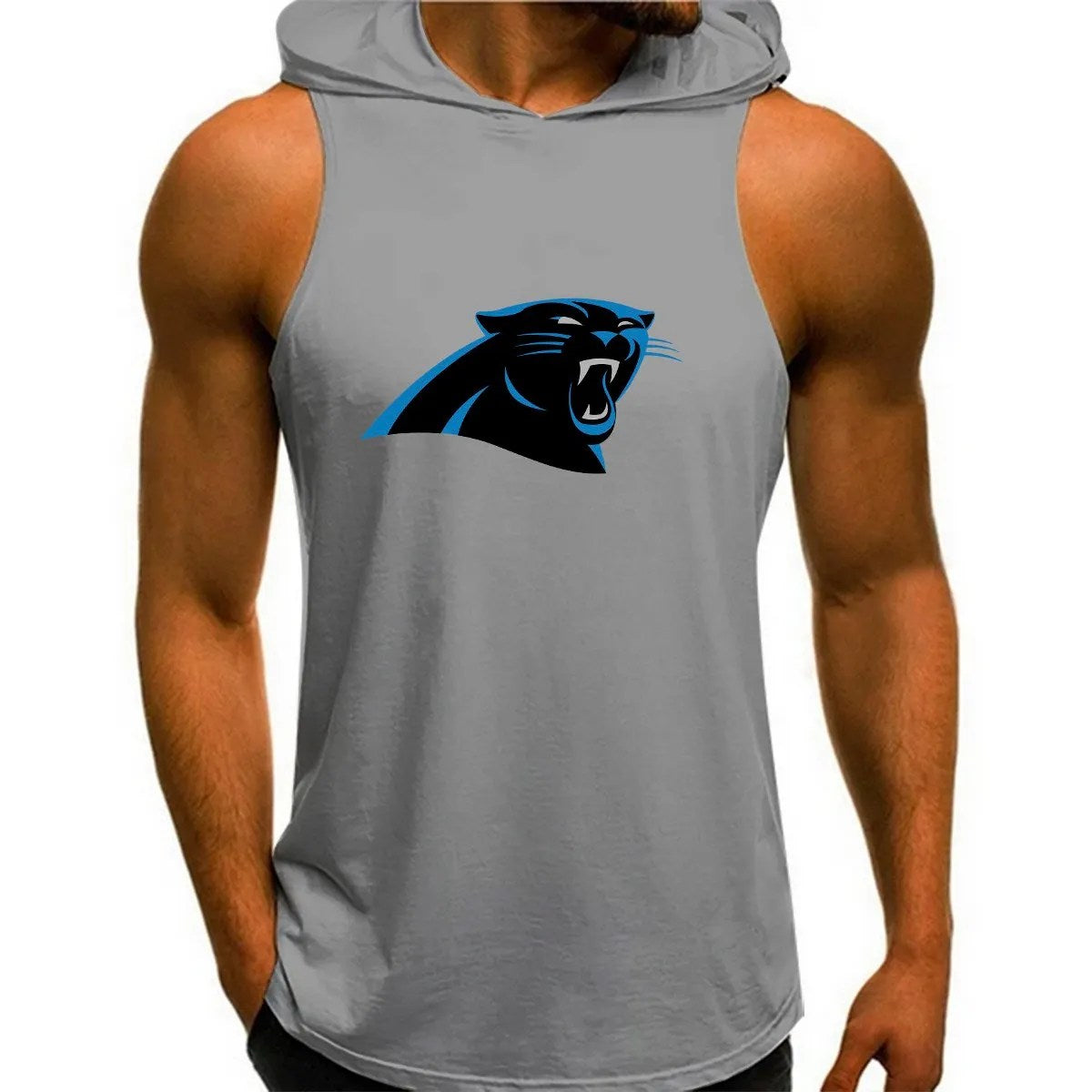 Carolina Panthers Man Gym-Sport Hoodie Vest BGMGSH014