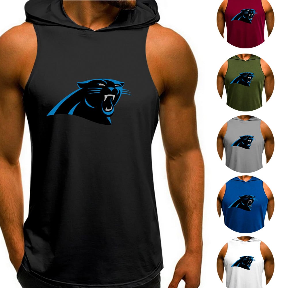 Carolina Panthers Man Gym-Sport Hoodie Vest BGMGSH014