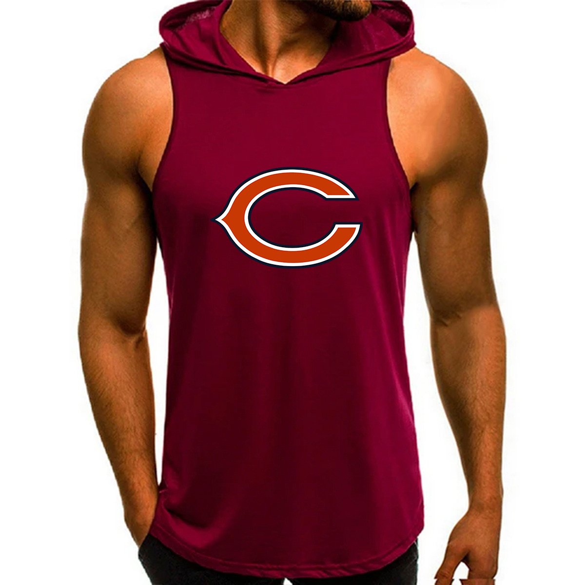 Chicago Bears Man Gym-Sport Hoodie Vest BGMGSH015