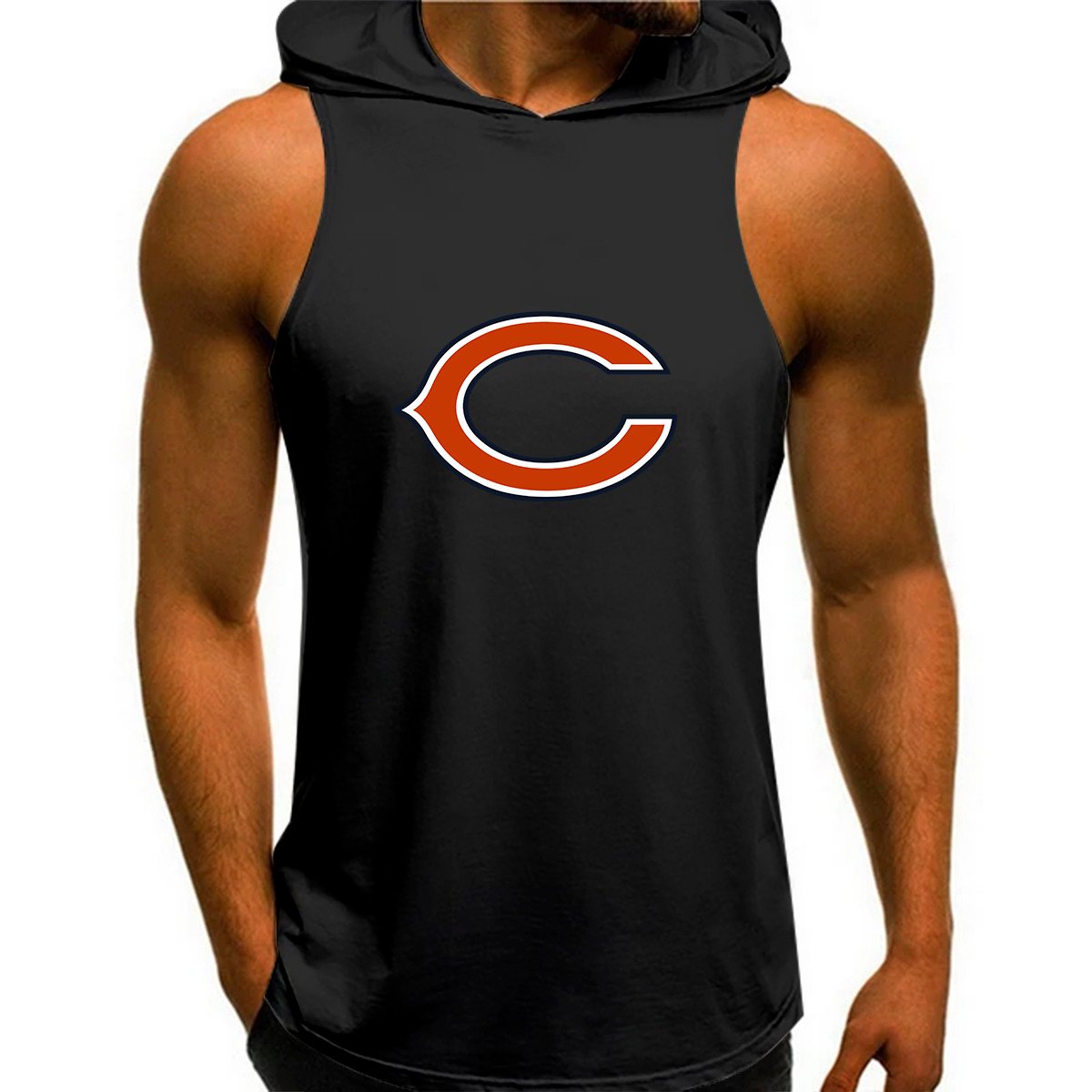 Chicago Bears Man Gym-Sport Hoodie Vest BGMGSH015