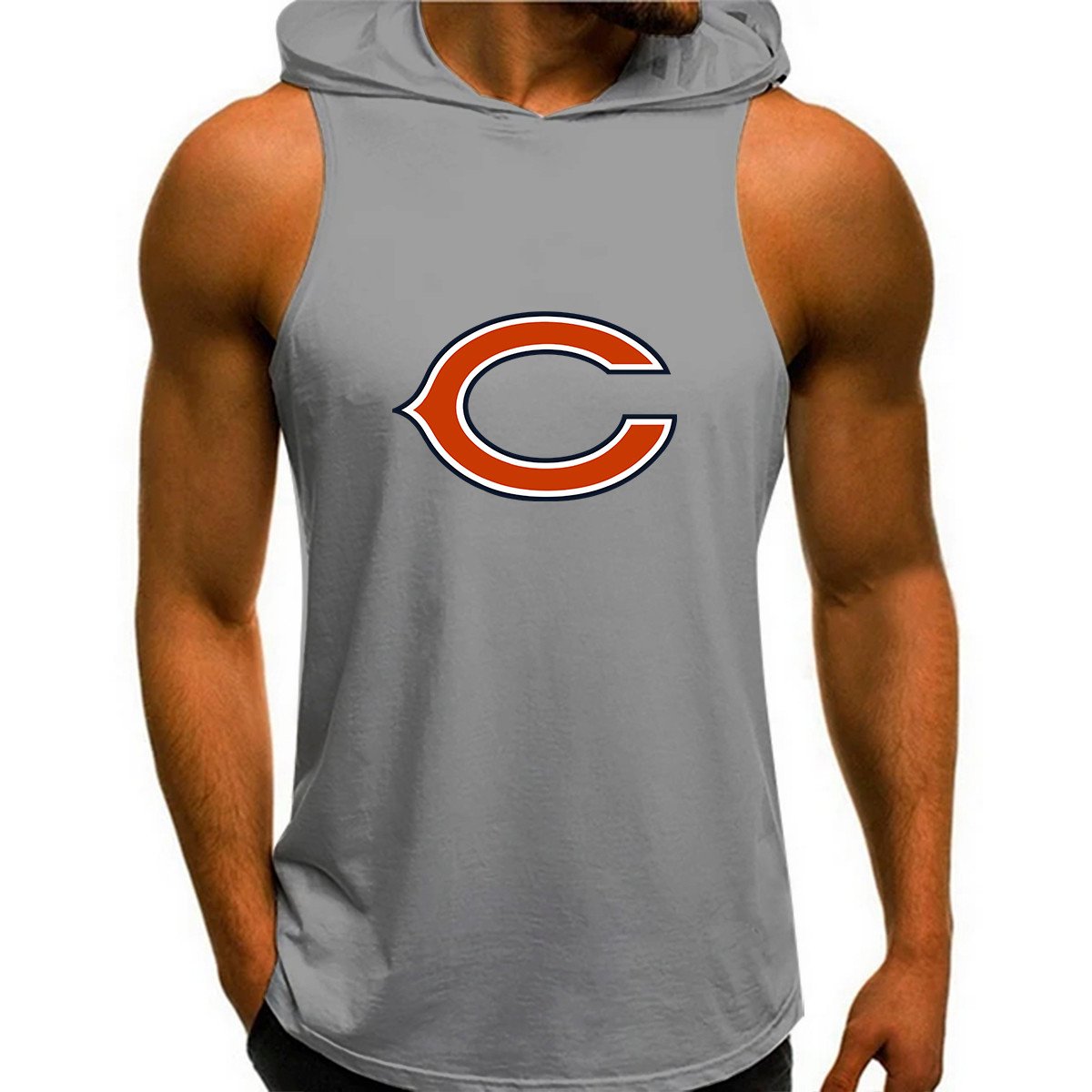 Chicago Bears Man Gym-Sport Hoodie Vest BGMGSH015