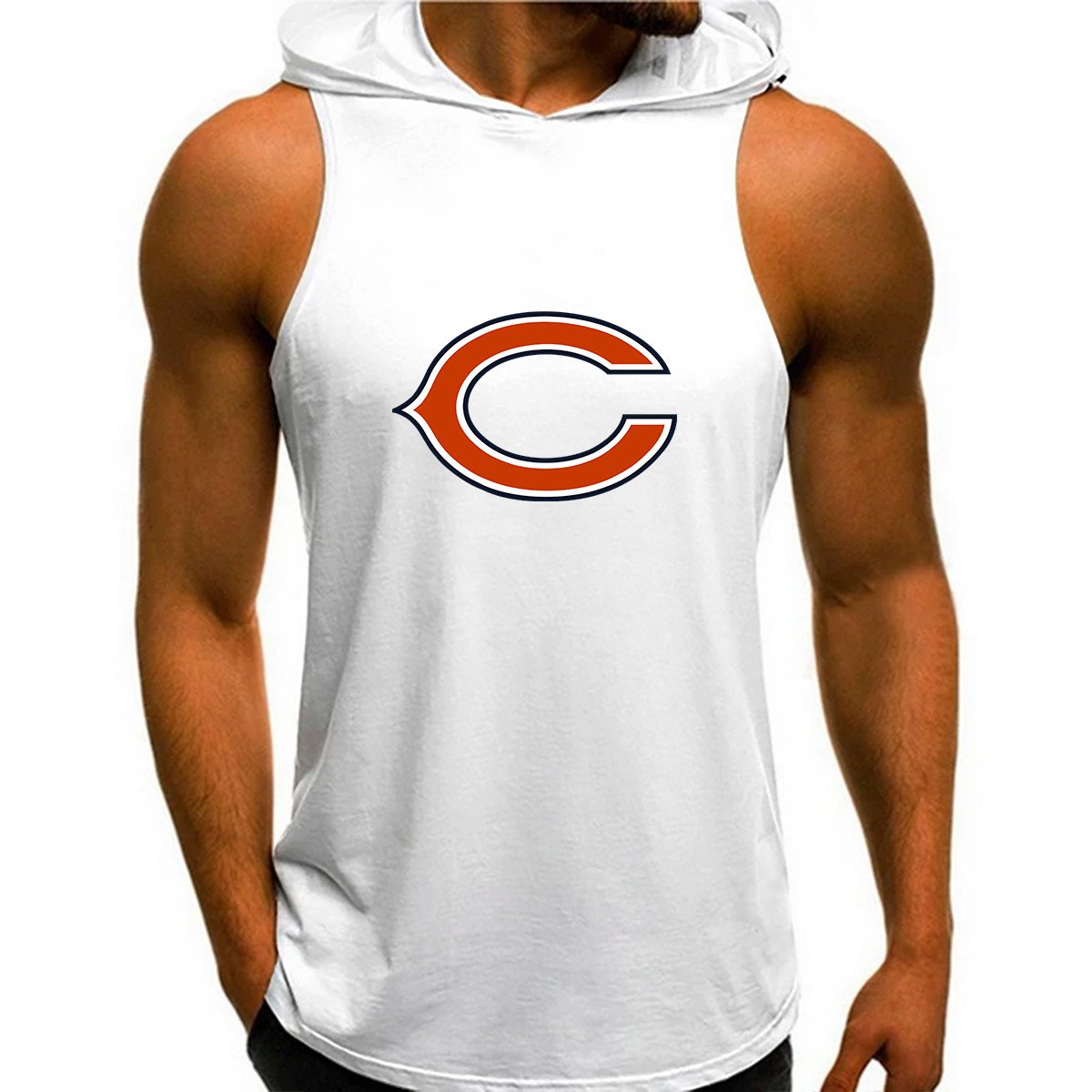 Chicago Bears Man Gym-Sport Hoodie Vest BGMGSH015