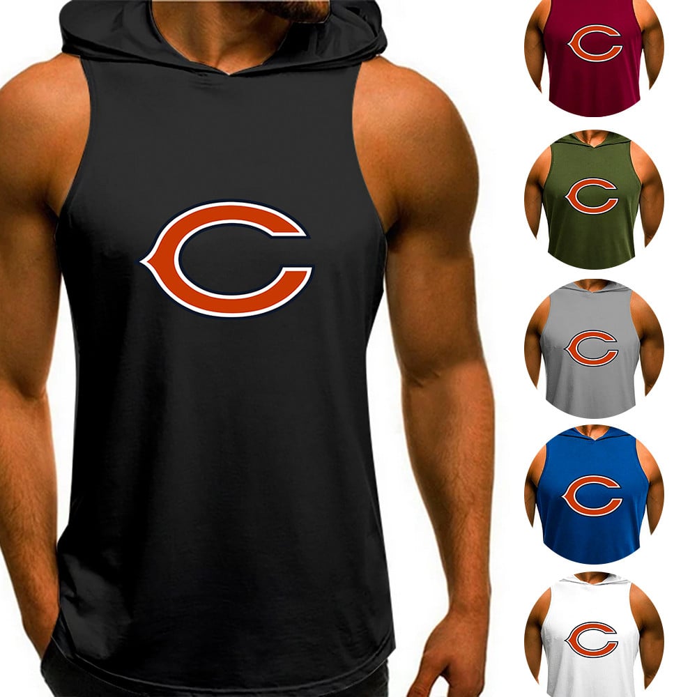 Chicago Bears Man Gym-Sport Hoodie Vest BGMGSH015