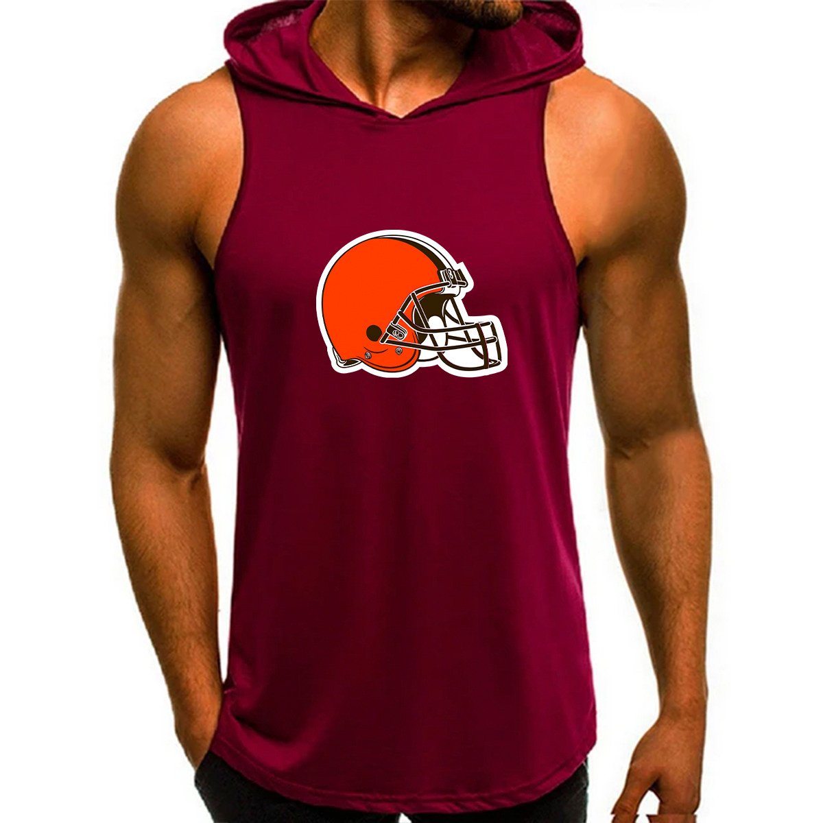 Cleveland Browns Man Gym-Sport Hoodie Vest BGMGSH016