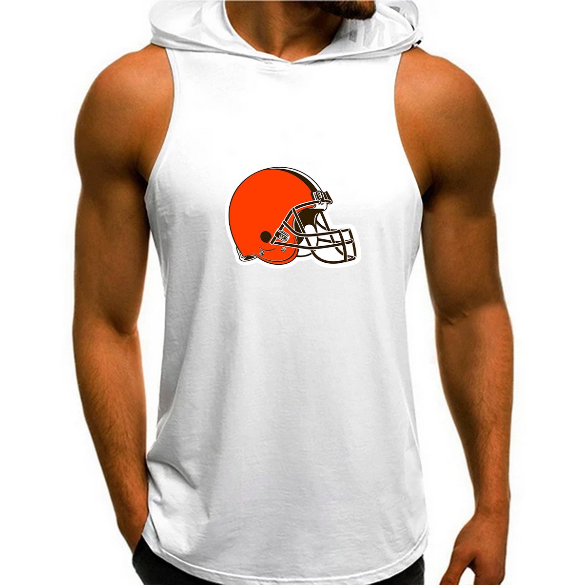 Cleveland Browns Man Gym-Sport Hoodie Vest BGMGSH016