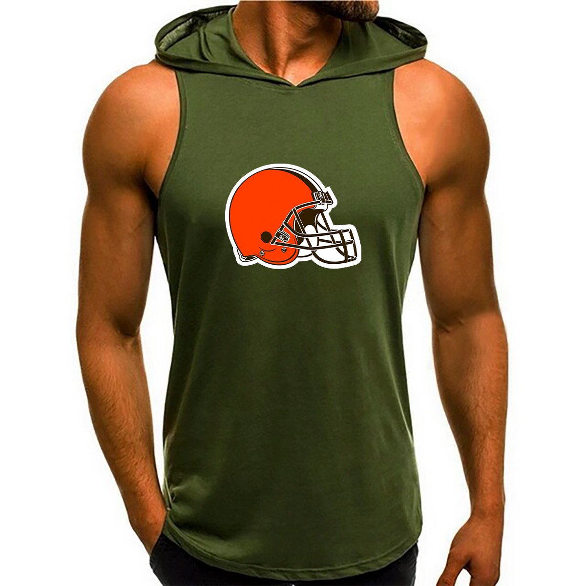 Cleveland Browns Man Gym-Sport Hoodie Vest BGMGSH016
