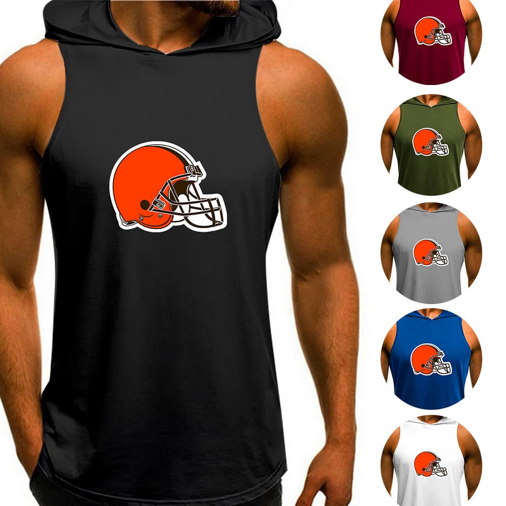Cleveland Browns Man Gym-Sport Hoodie Vest BGMGSH016