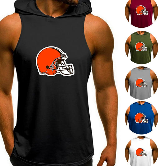 Cleveland Browns Man Gym-Sport Hoodie Vest BGMGSH016
