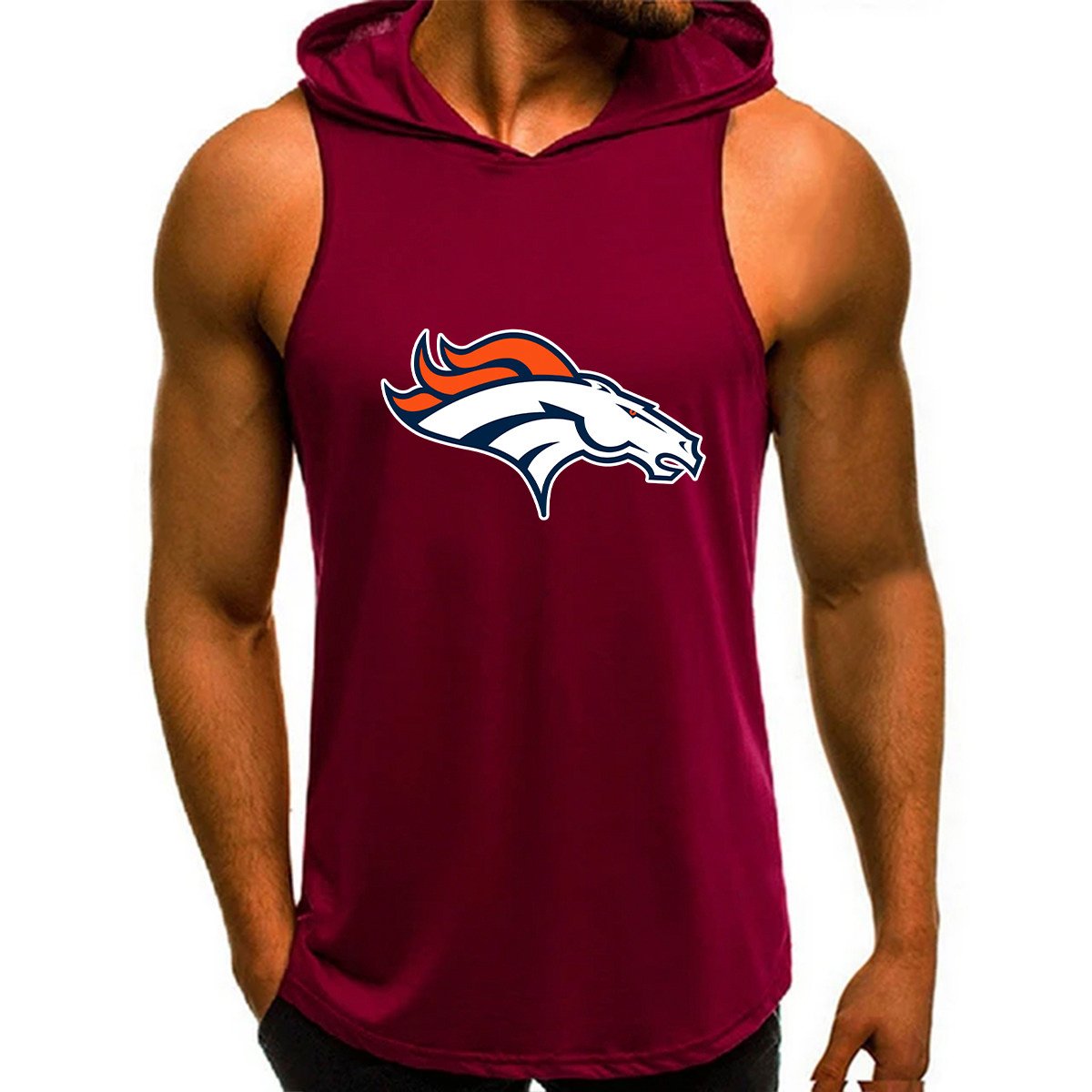 Denver Broncos Man Gym-Sport Hoodie Vest BGMGSH017