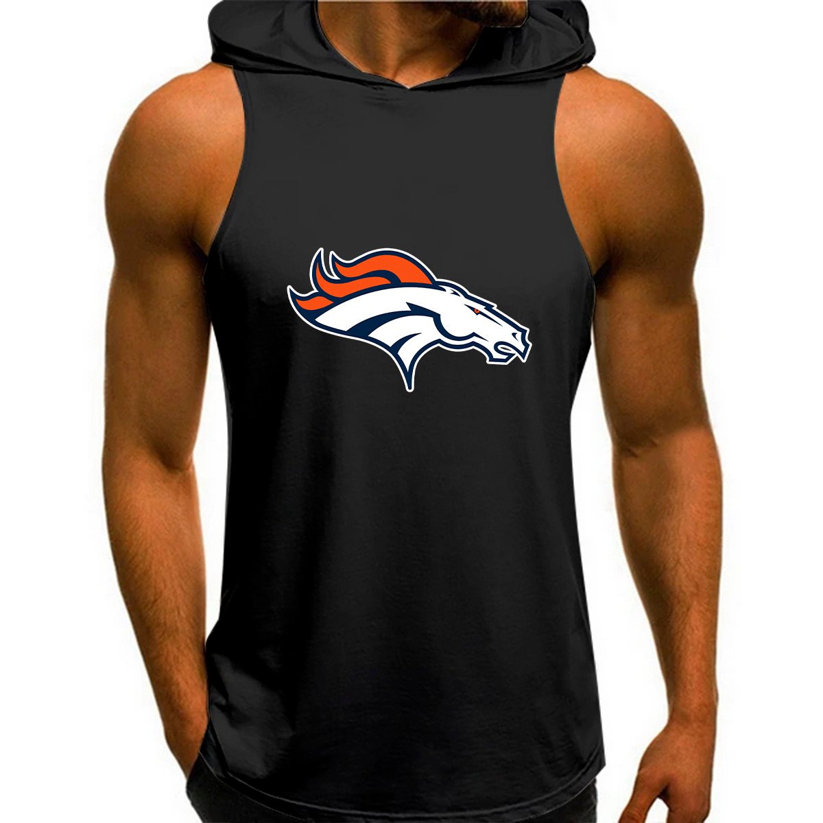 Denver Broncos Man Gym-Sport Hoodie Vest BGMGSH017