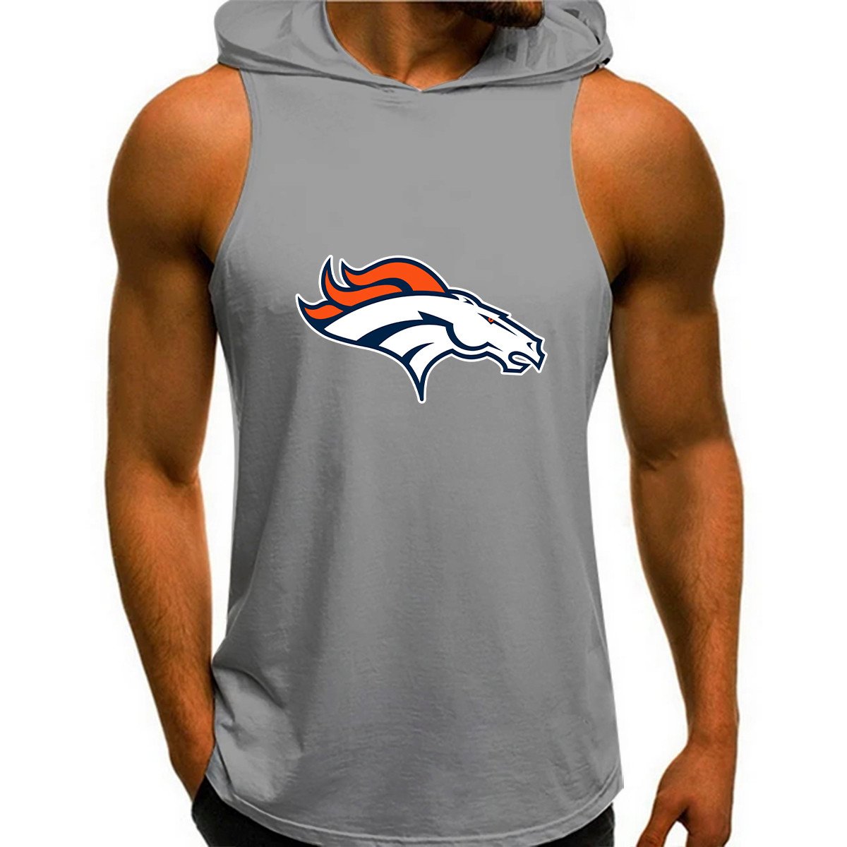 Denver Broncos Man Gym-Sport Hoodie Vest BGMGSH017