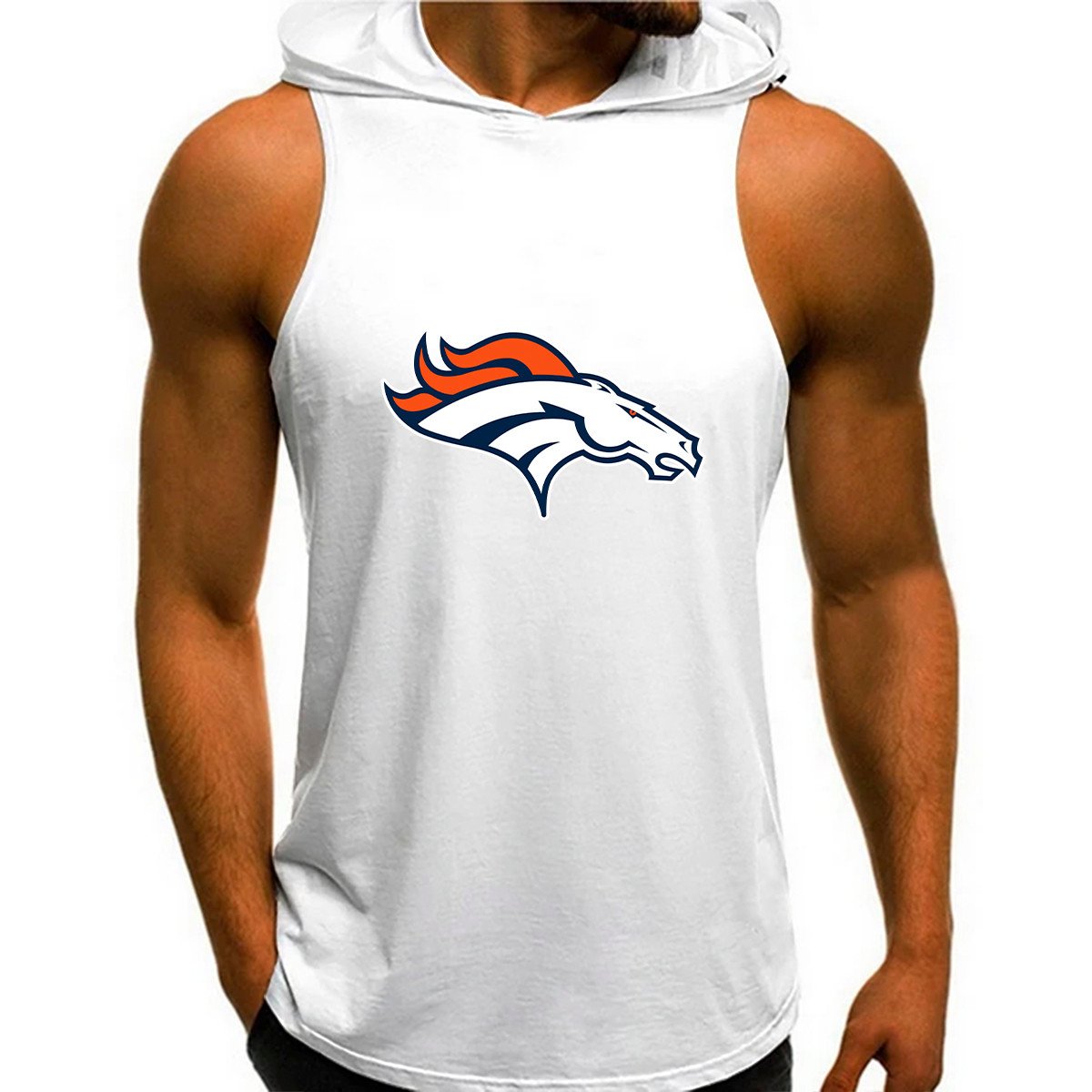 Denver Broncos Man Gym-Sport Hoodie Vest BGMGSH017