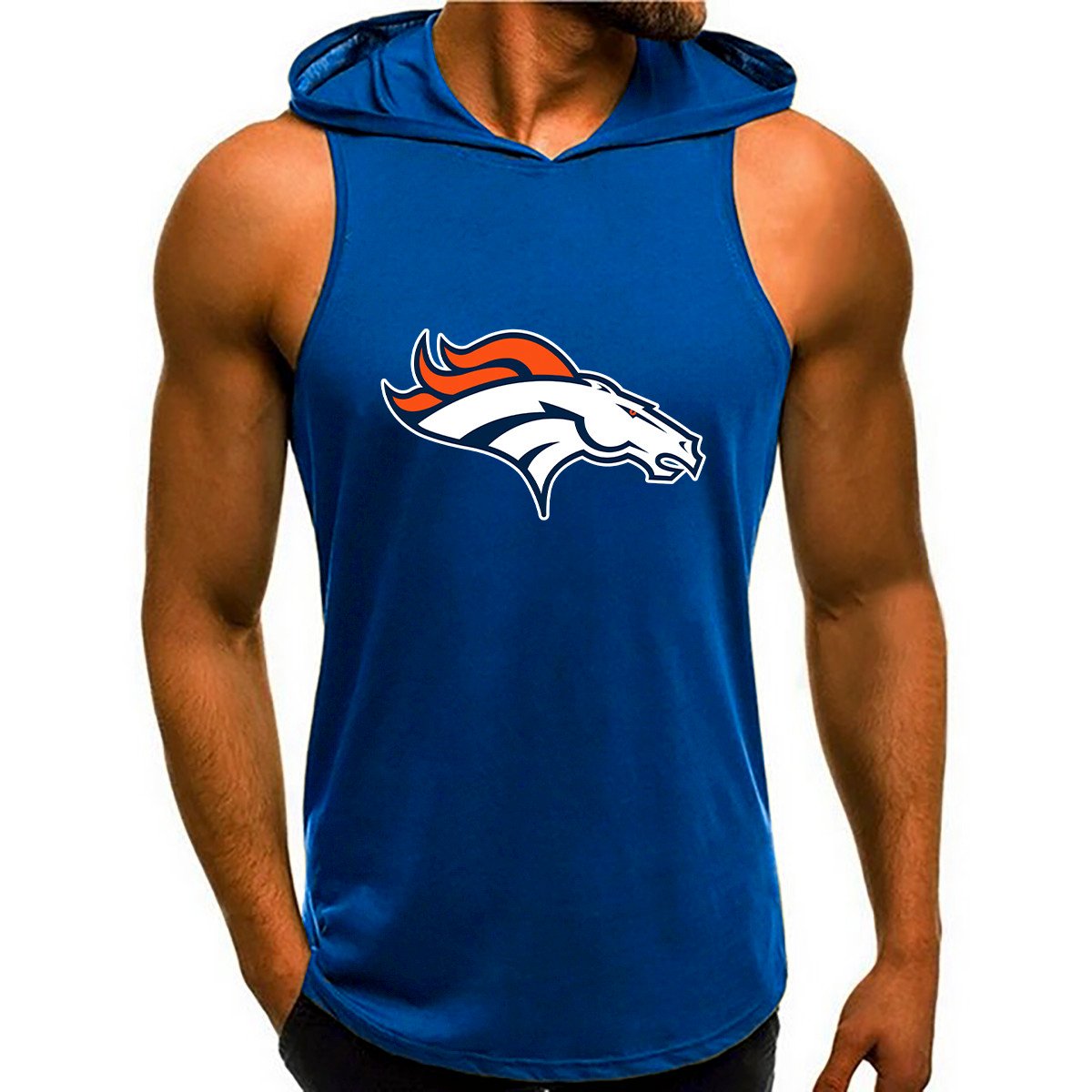 Denver Broncos Man Gym-Sport Hoodie Vest BGMGSH017
