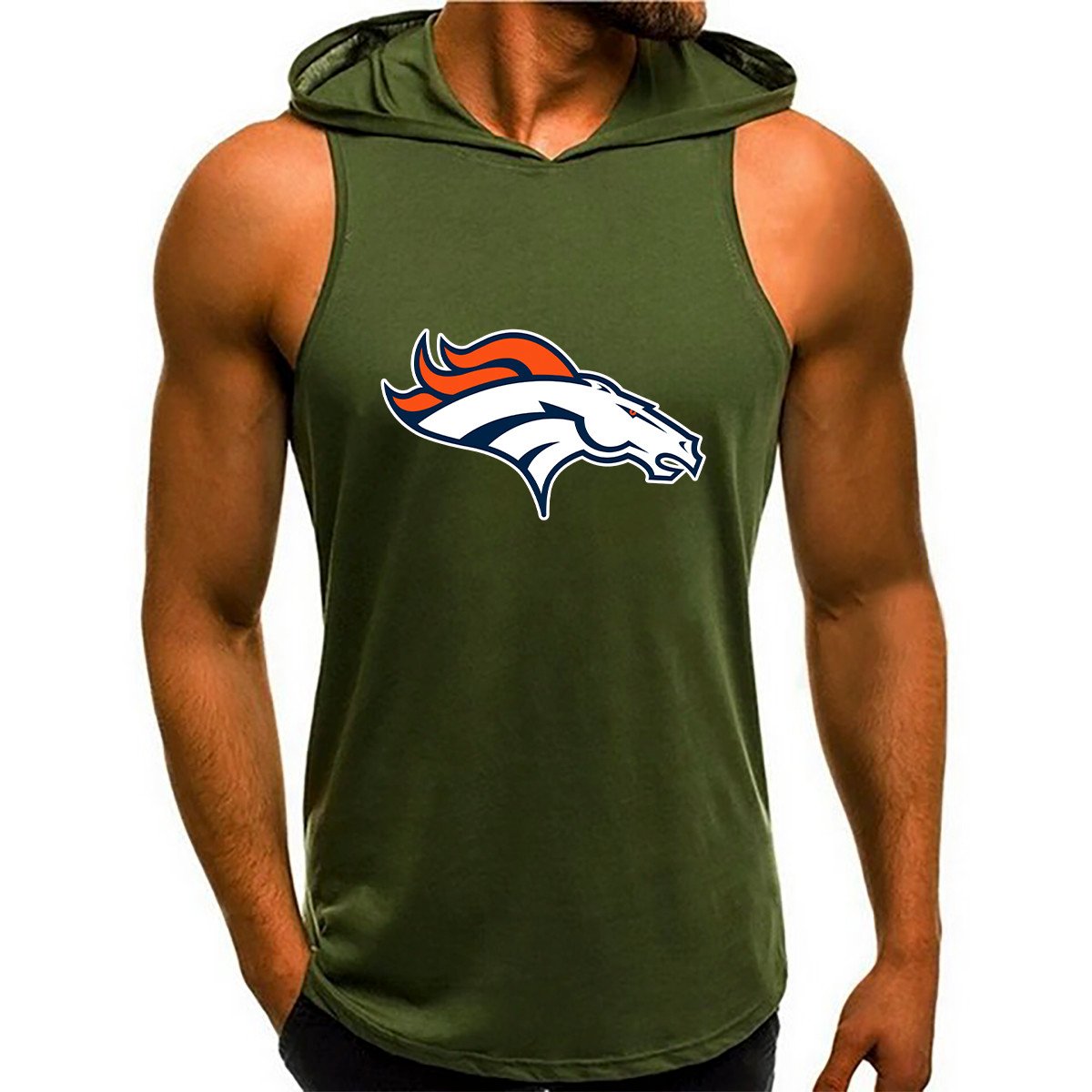 Denver Broncos Man Gym-Sport Hoodie Vest BGMGSH017