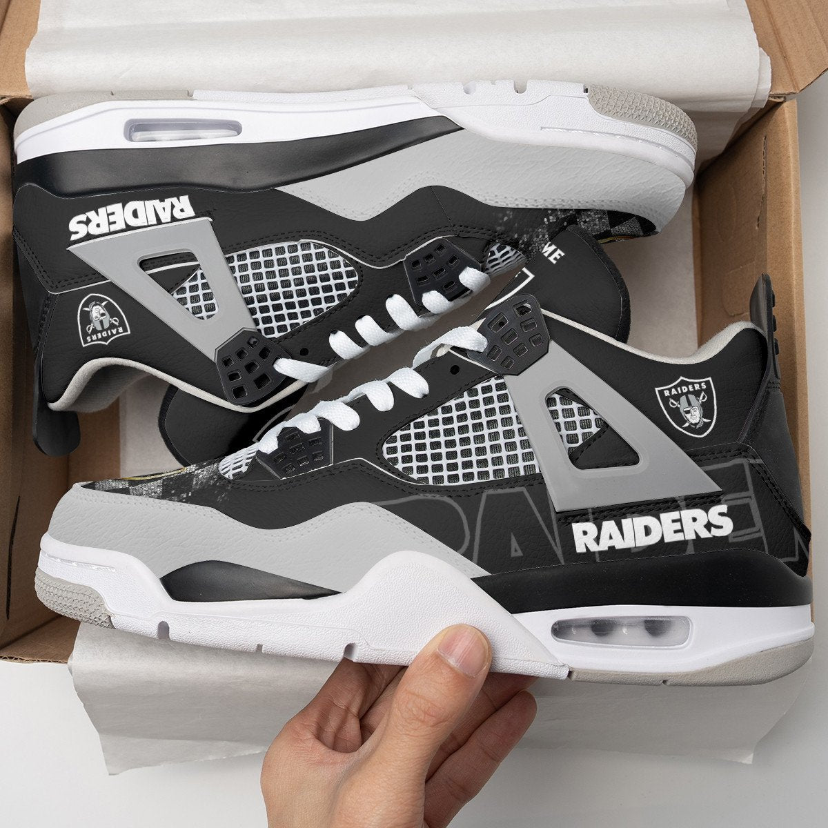 Las Vegas Raiders Personalized AJ4 Sneaker BGAJ4S367