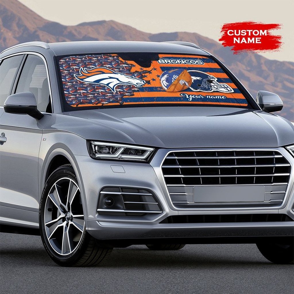 Denver Broncos Personalized Auto Sun Shade BGAUSS260