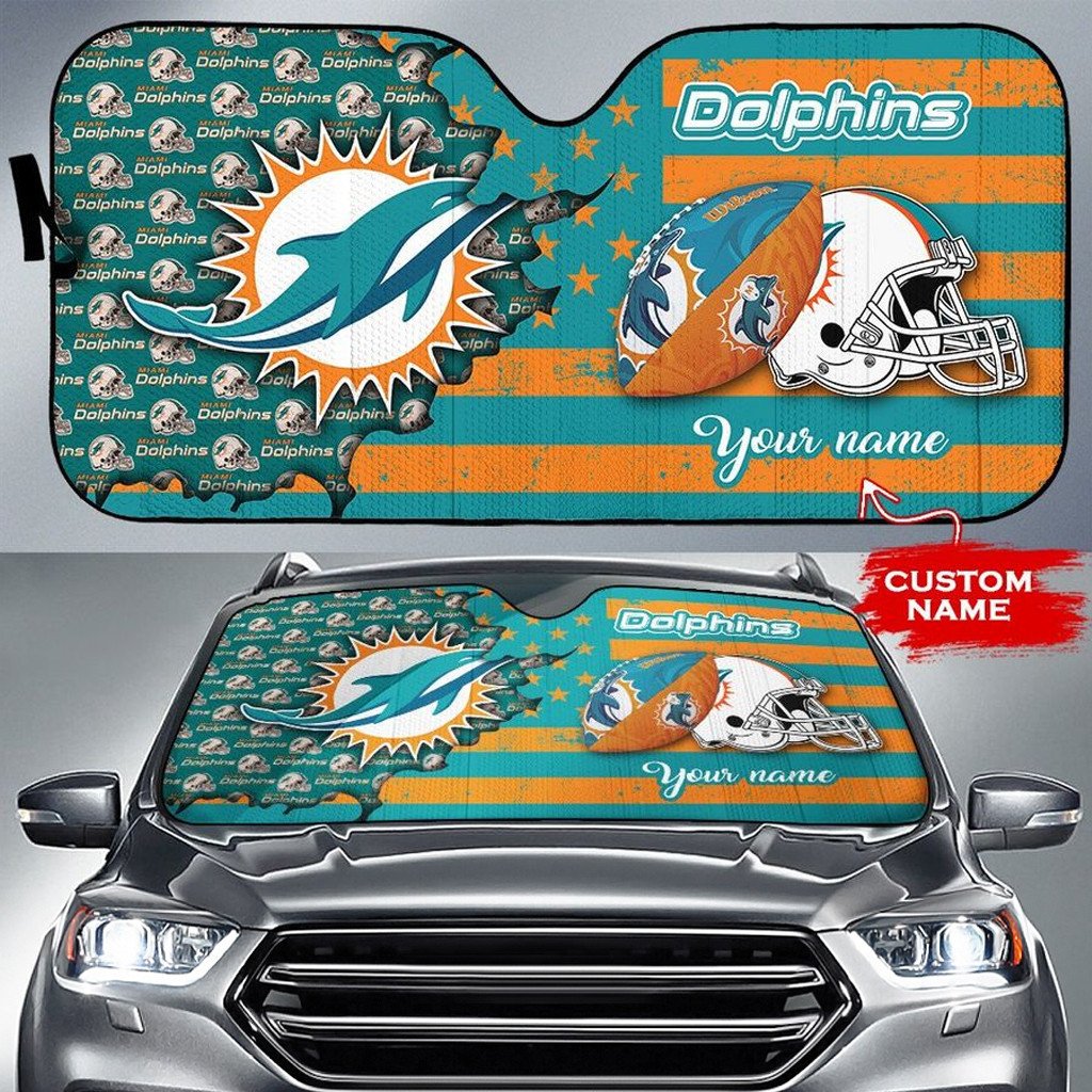 Miami Dolphins Personalized Auto Sun Shade BGAUSS270