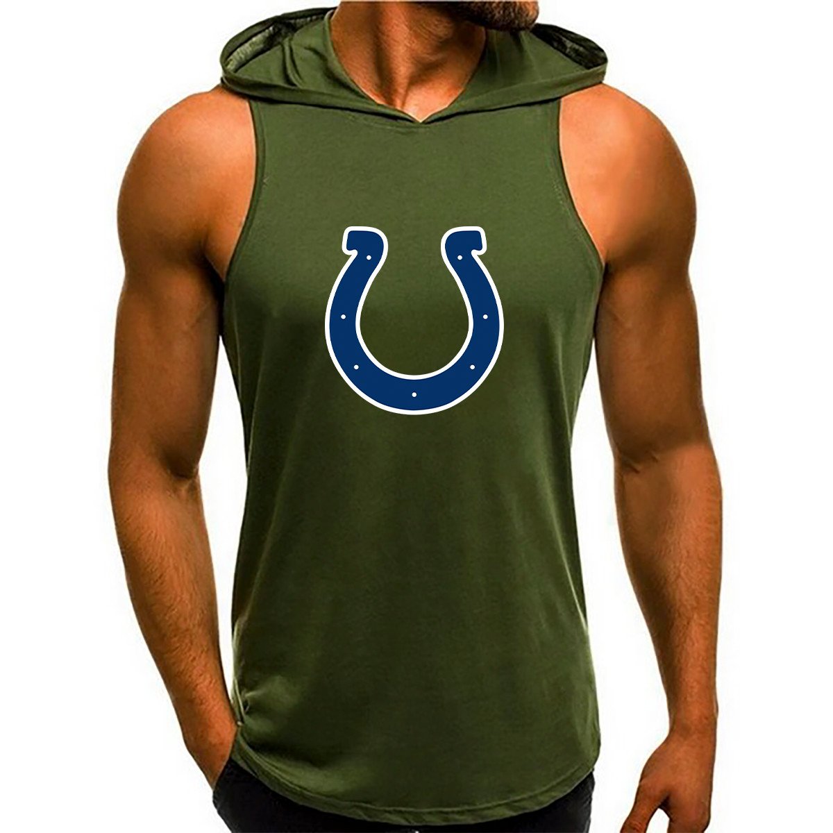 Indianapolis Colts Man Gym-Sport Hoodie Vest BGMGSH020