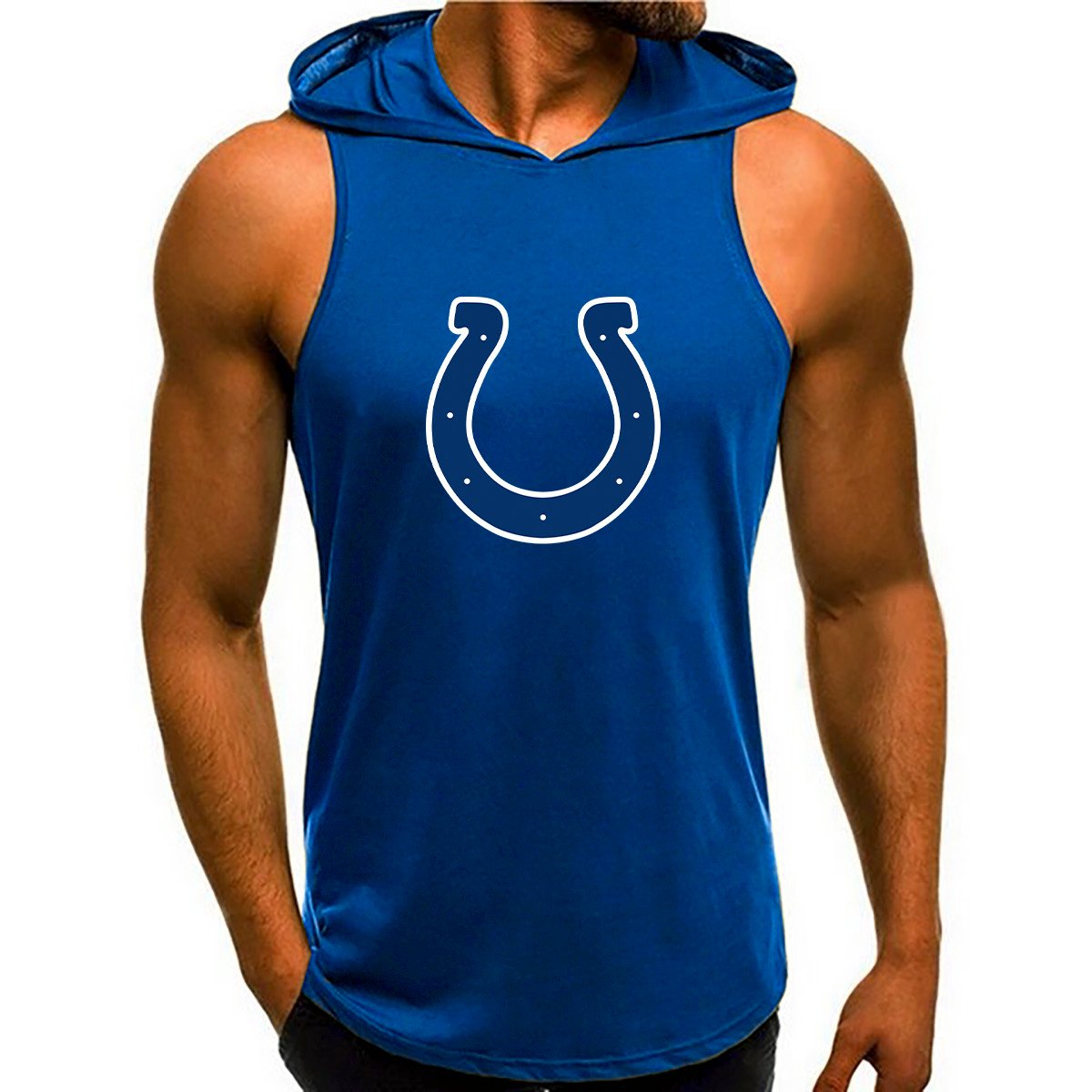 Indianapolis Colts Man Gym-Sport Hoodie Vest BGMGSH020