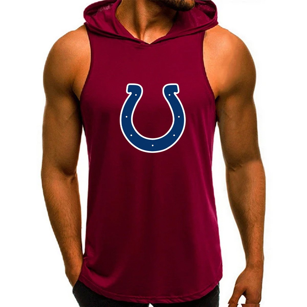Indianapolis Colts Man Gym-Sport Hoodie Vest BGMGSH020