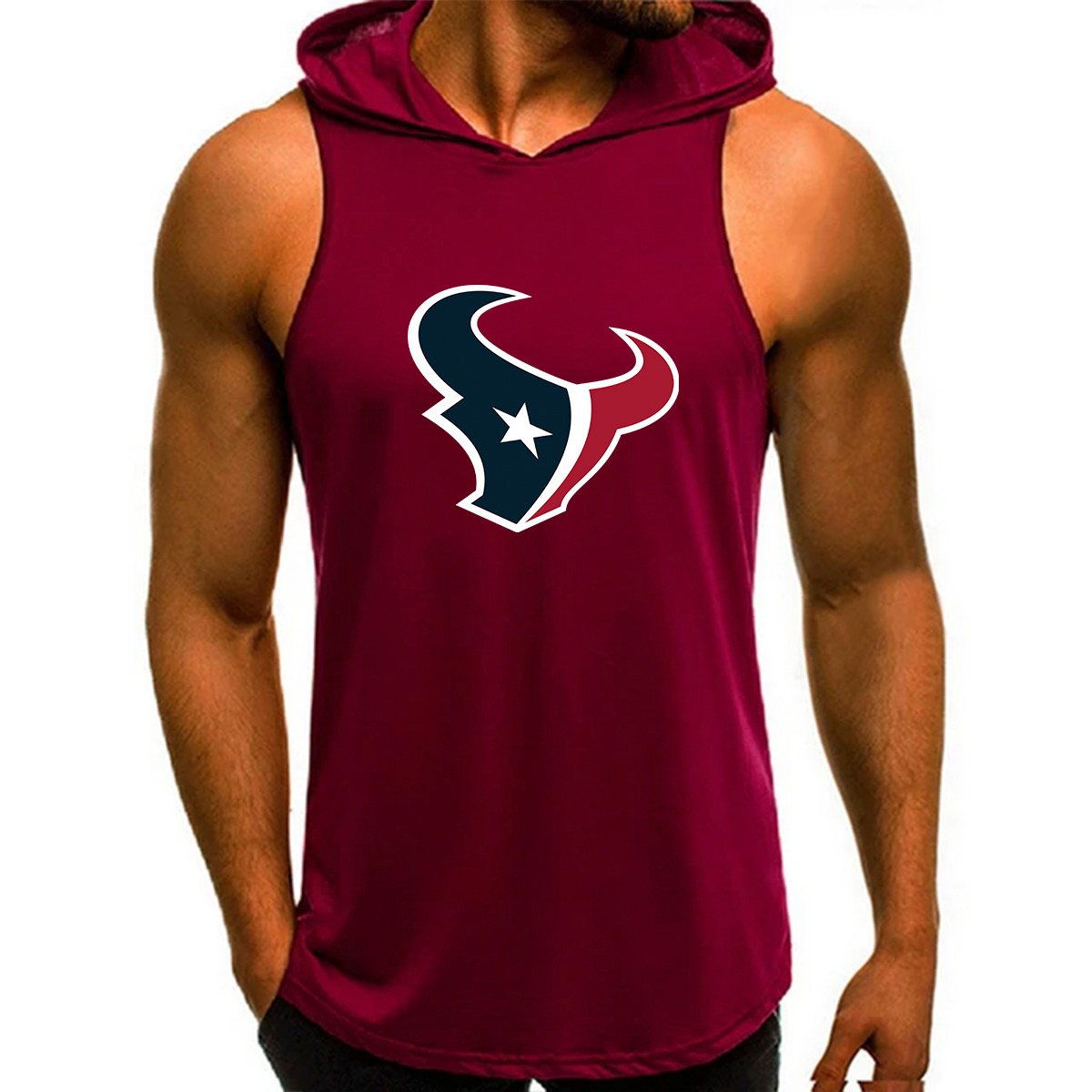 Houston Texans Man Gym-Sport Hoodie Vest BGMGSH019