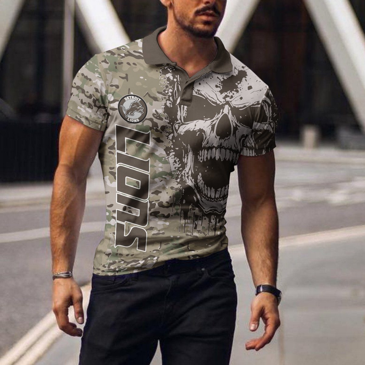 Detroit Lions Polo T-shirt BGPLS141