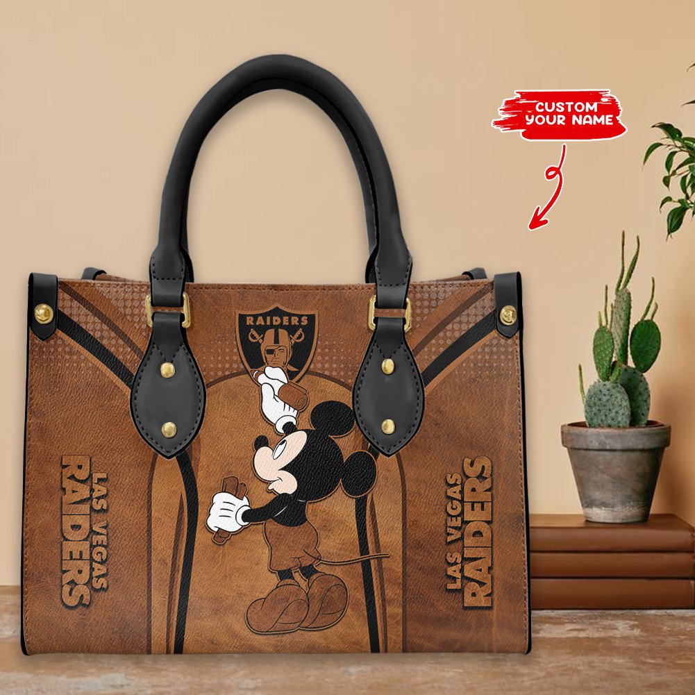 Las Vegas Raiders Personalized Leather Hand Bag BBLTHB872
