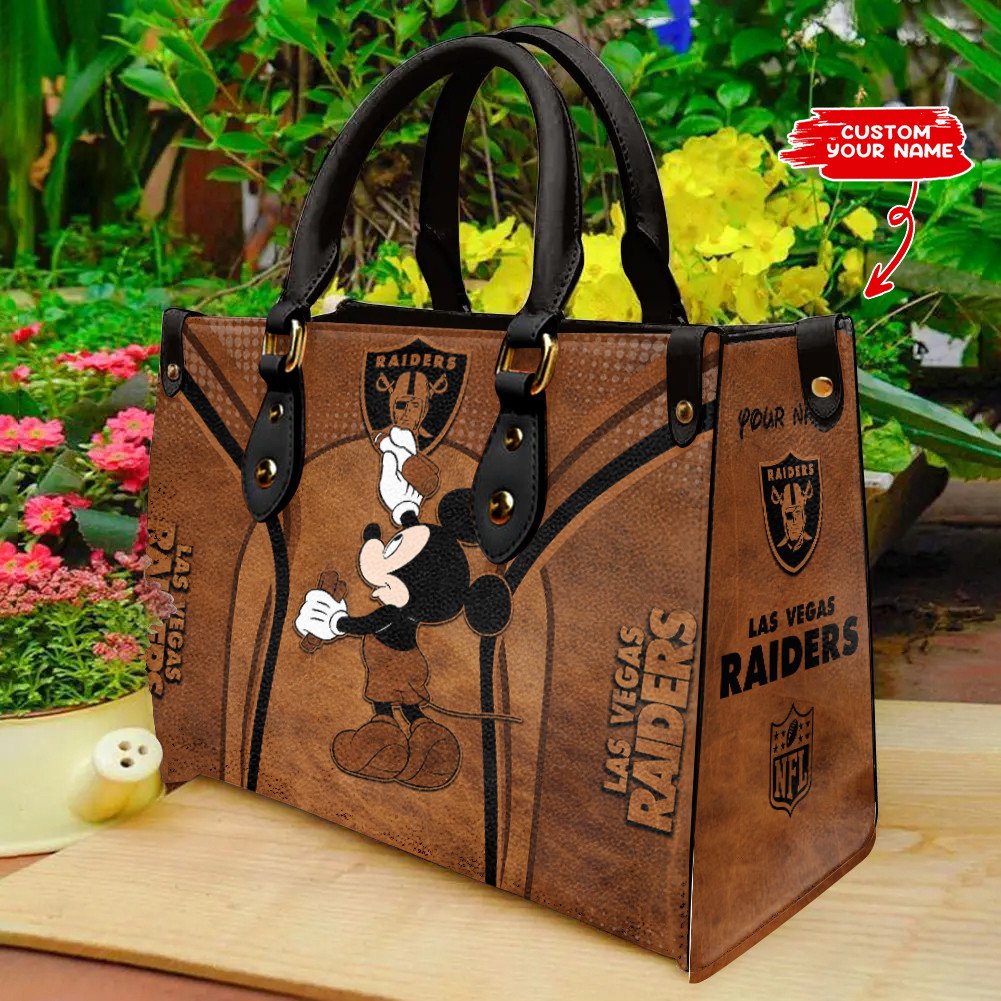 Las Vegas Raiders Personalized Leather Hand Bag BBLTHB872