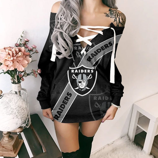 Las Vegas Raiders Personalized Lace-Up Sweatshirt BGLU094