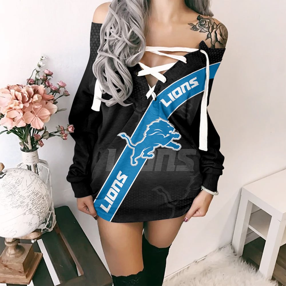 Detroit Lions Personalized Lace-Up Sweatshirt BGLU093