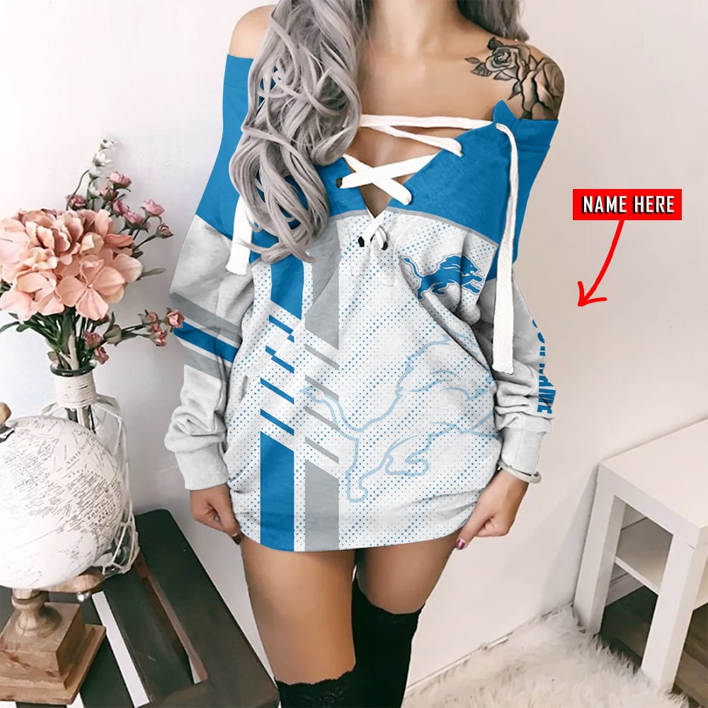 Detroit Lions Personalized Lace-Up Sweatshirt BGLU090