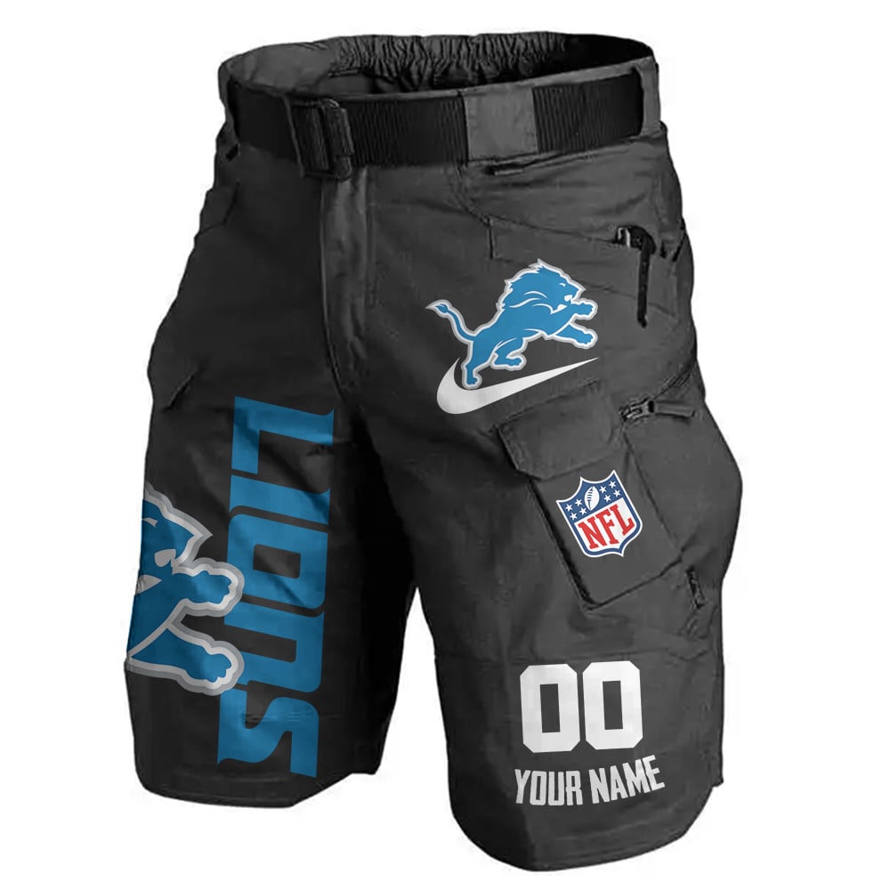 Detroit Lions Limited Edition Front Pockets Men Shorts (Belt Not Included) AZBTFPMS000099