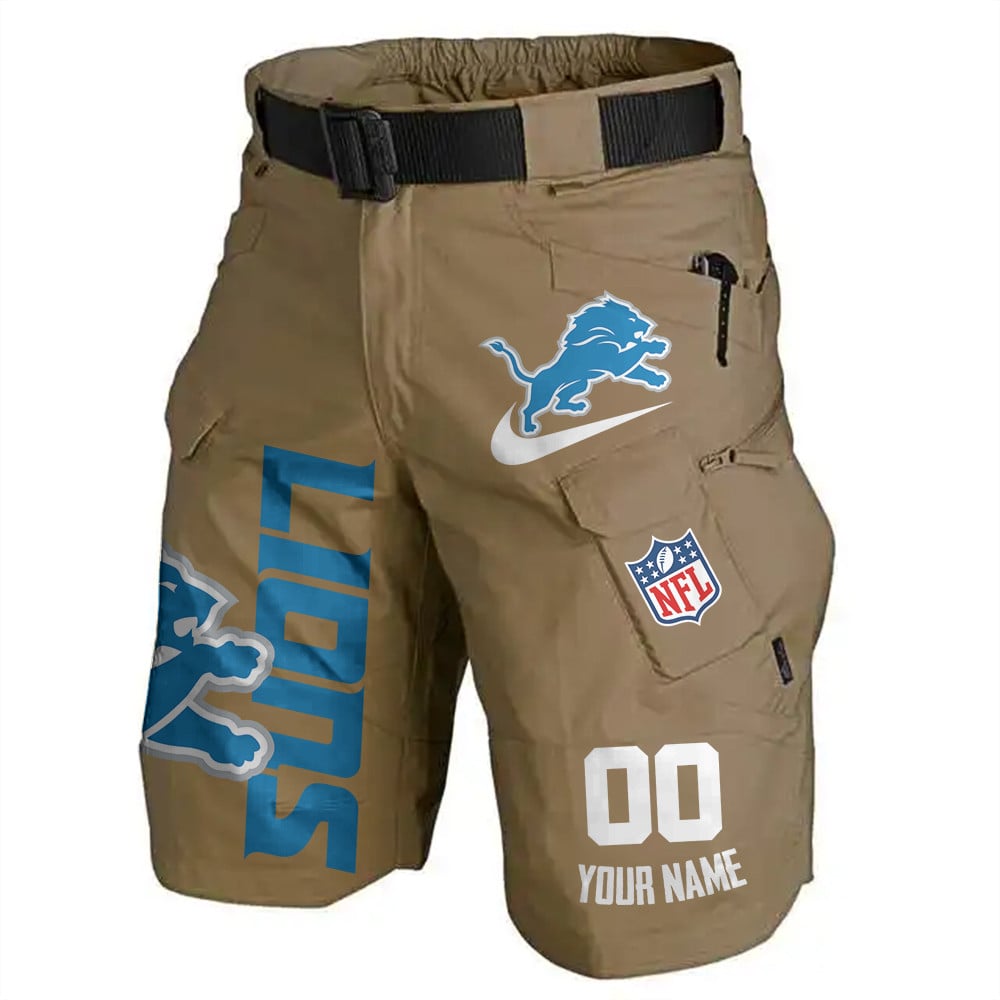 Detroit Lions Limited Edition Front Pockets Men Shorts (Belt Not Included) AZBTFPMS000099