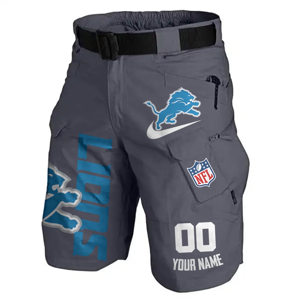 Detroit Lions Limited Edition Front Pockets Men Shorts (Belt Not Included) AZBTFPMS000099