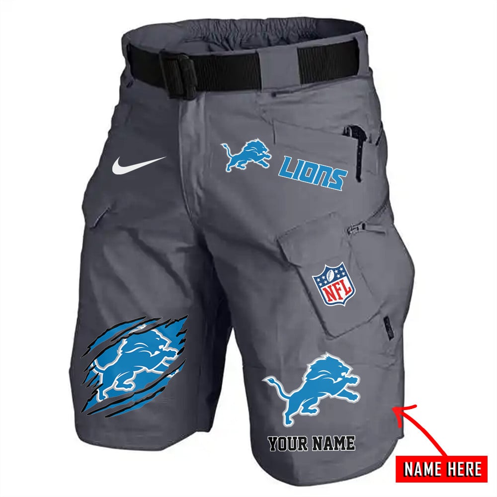 Detroit Lions Limited Edition Front Pockets Men Shorts (Belt Not Included) AZBTFPMS000145
